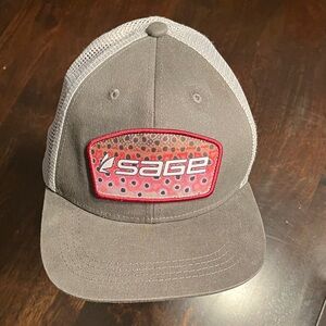 Sage Fly Fishing Trucker Hat w/ Rainbow Trout Fish Scale Patch